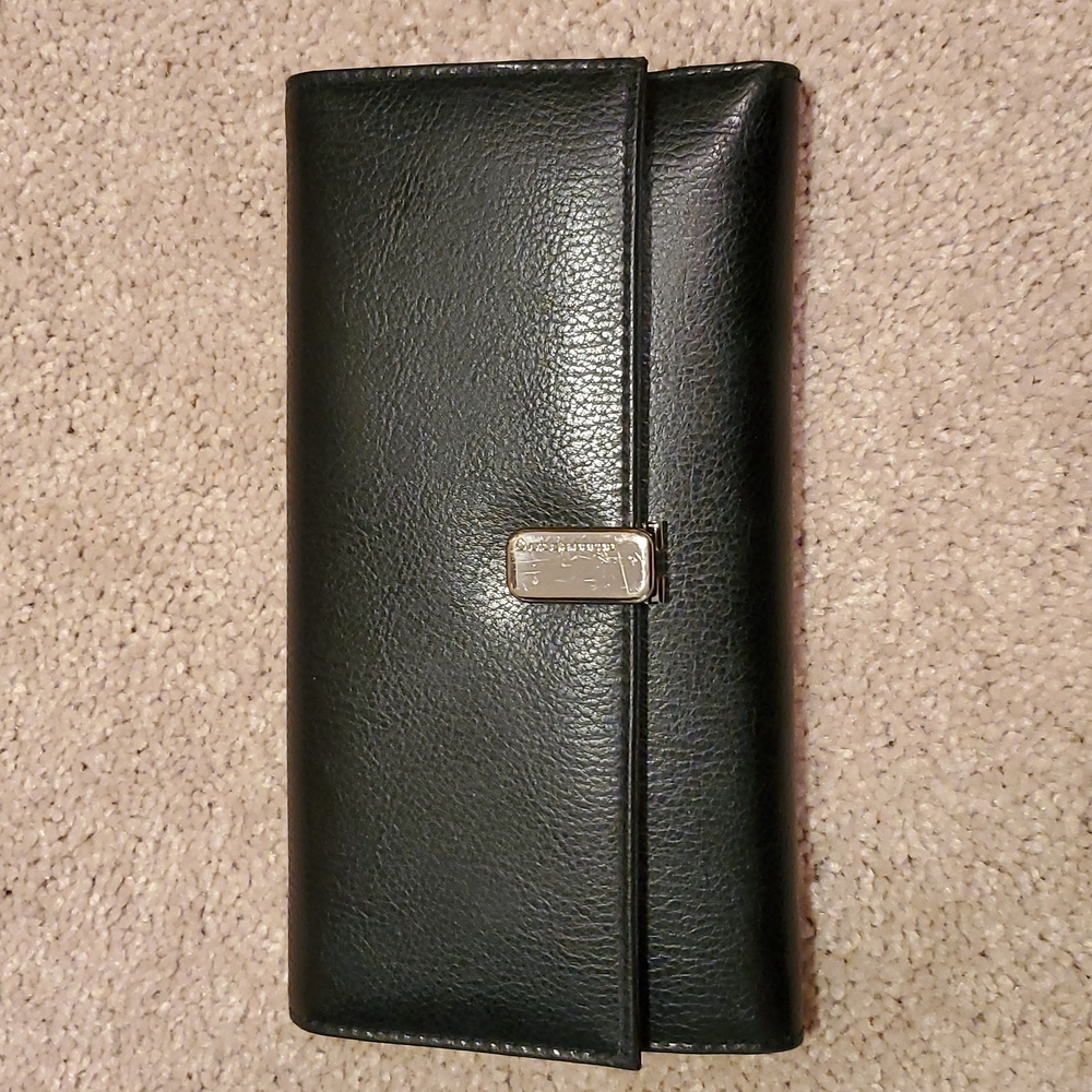 Vintage Liz Claiborne Black Wallet With Check Book Holder and Calculator